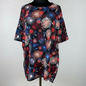 LuLaRoe Irma Americana XS Fireworks 4th Fourth Of July Oversized Tunic